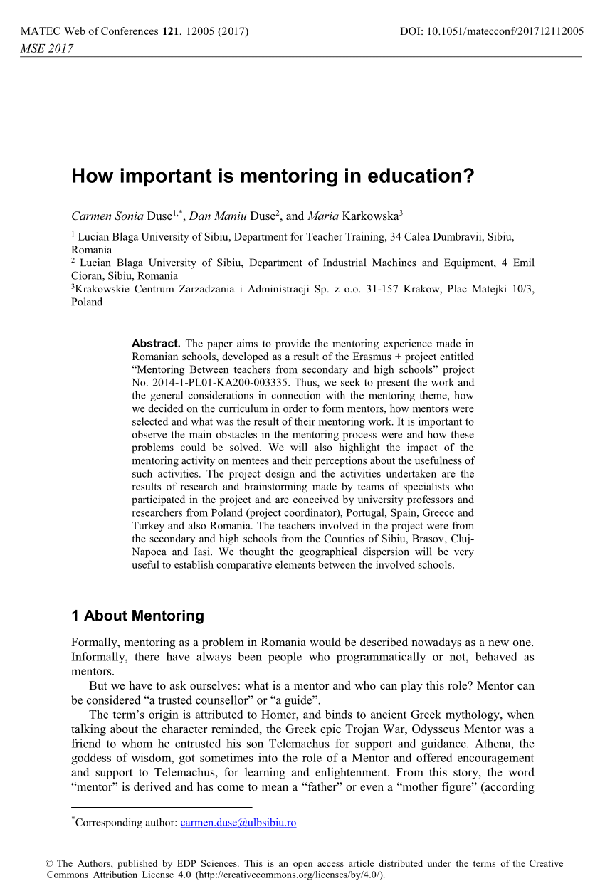 The Role of a Mentor in Education