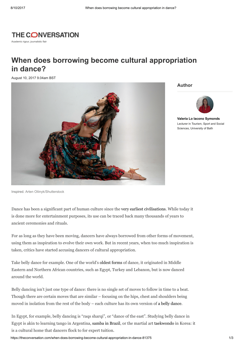Pdf When Does Borrowing Become Cultural Appropriation In Dance 0730