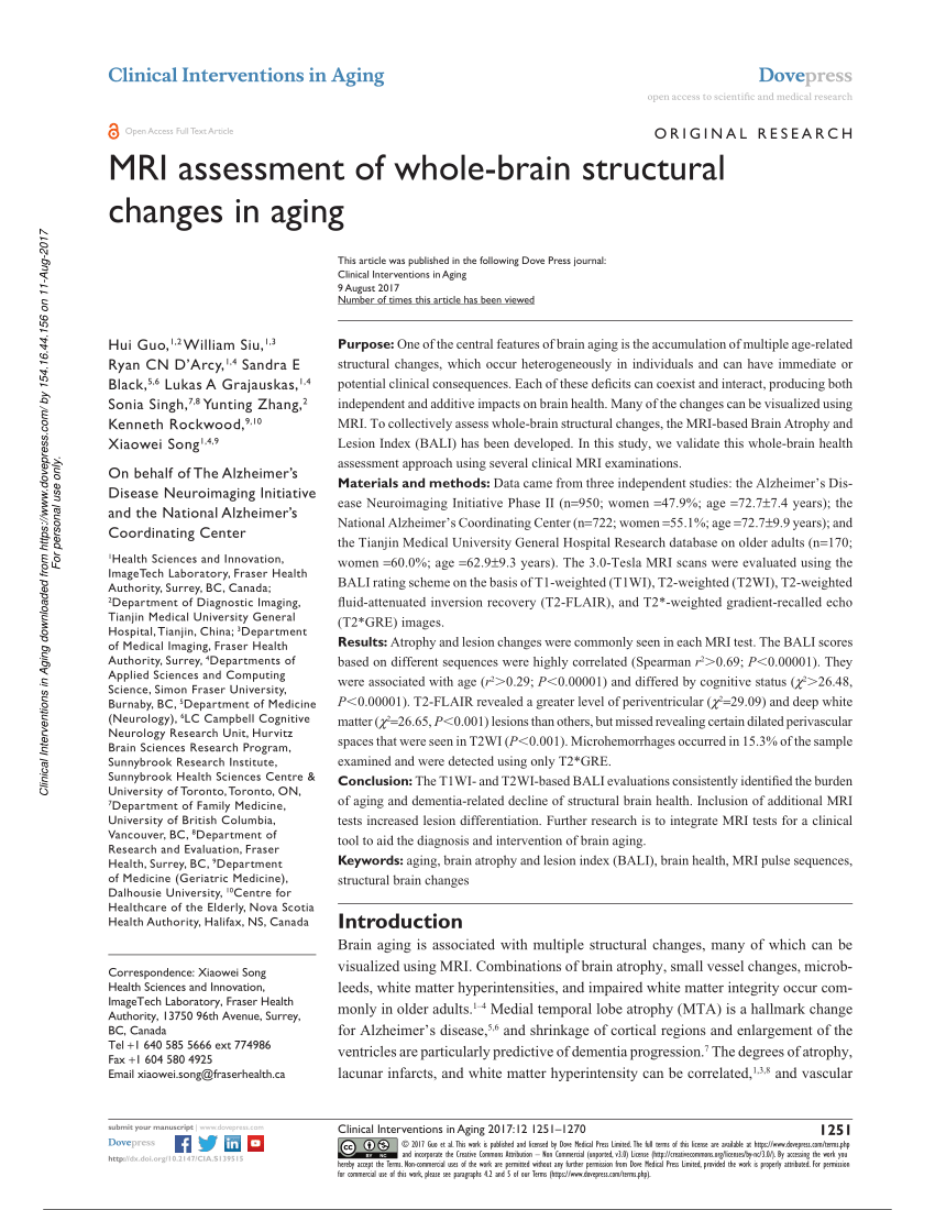 (PDF) MRI assessment of whole-brain structural changes in aging