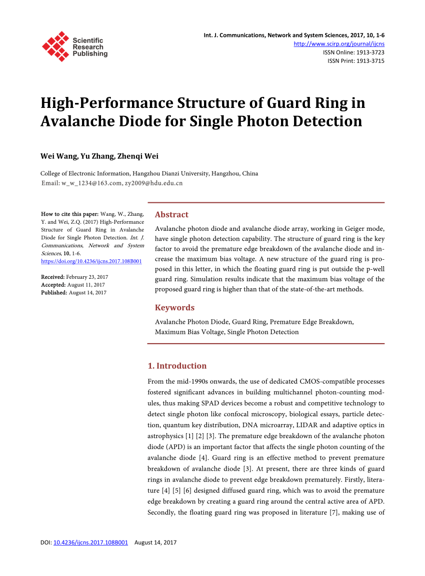 PDF) High-Performance Structure of Guard Ring in Avalanche Diode