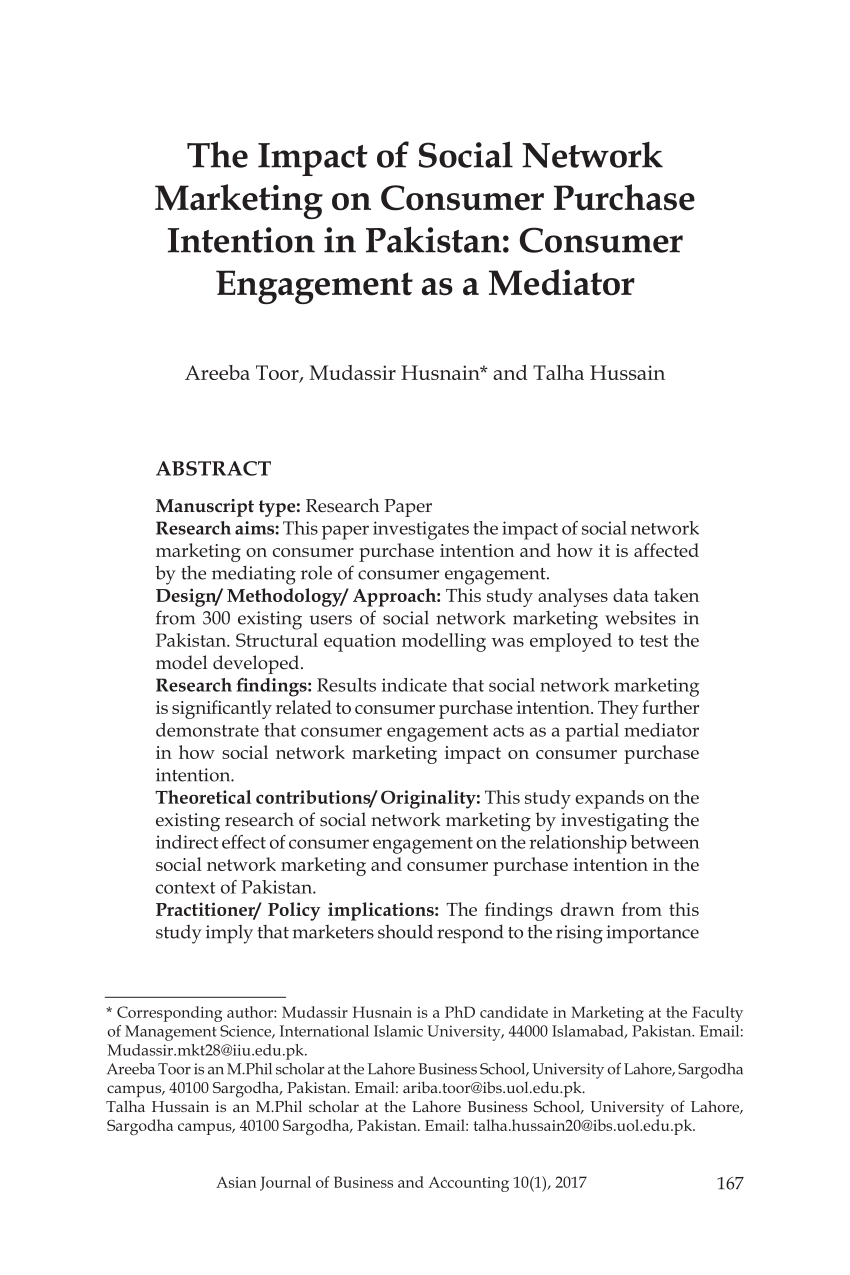 Research paper on purchase intention consumers