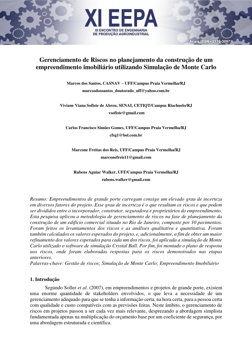 PDF) Proposta de Projeto: Análise dos Riscos de Negócios de