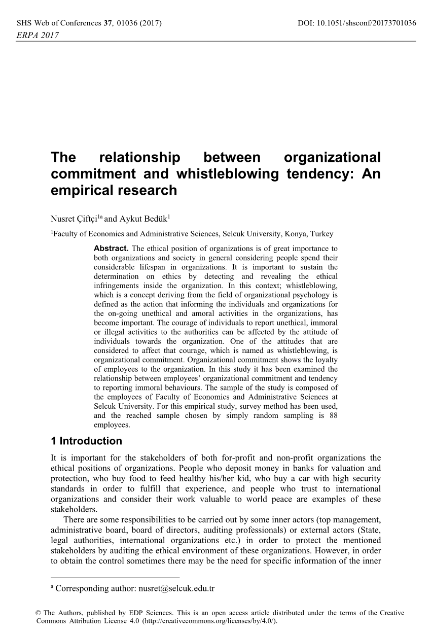 empirical research whistleblowing