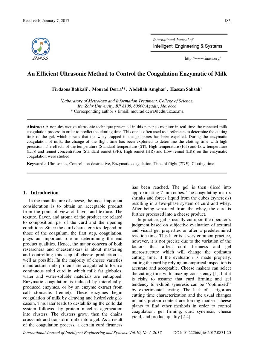PDF) An Efficient Ultrasonic Method to Control the Coagulation ...