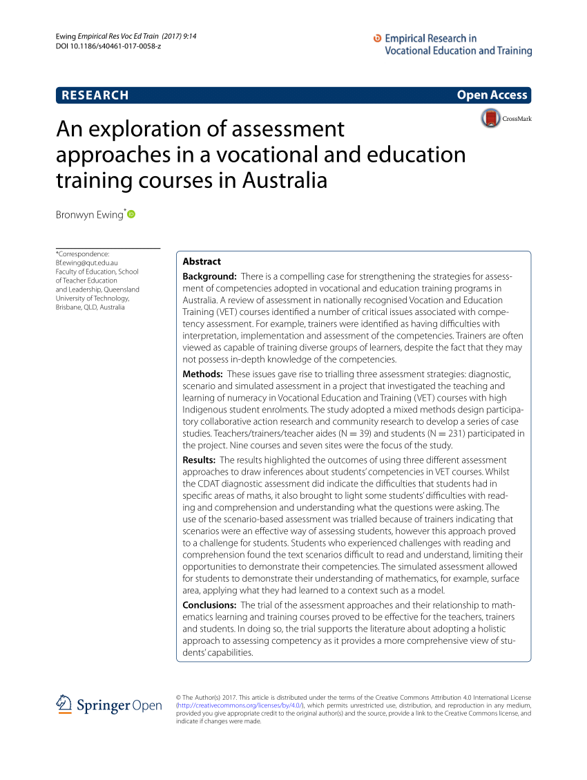 research issues in vocational education and training