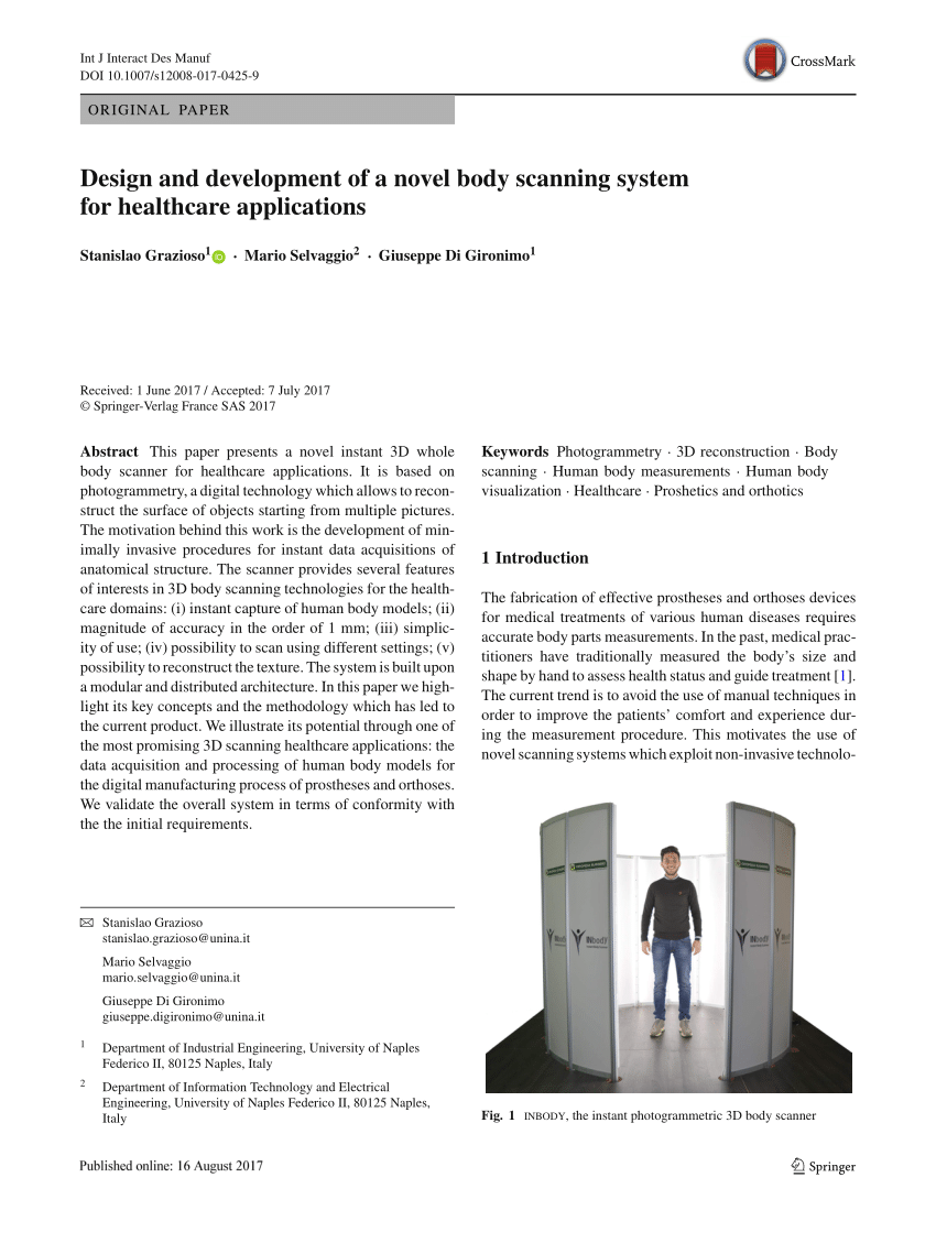Pdf Design And Development Of A Novel Body Scanning System
