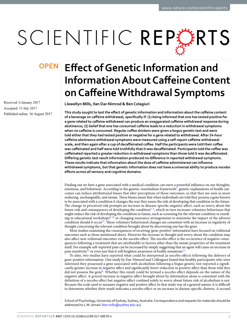 research report about caffeine