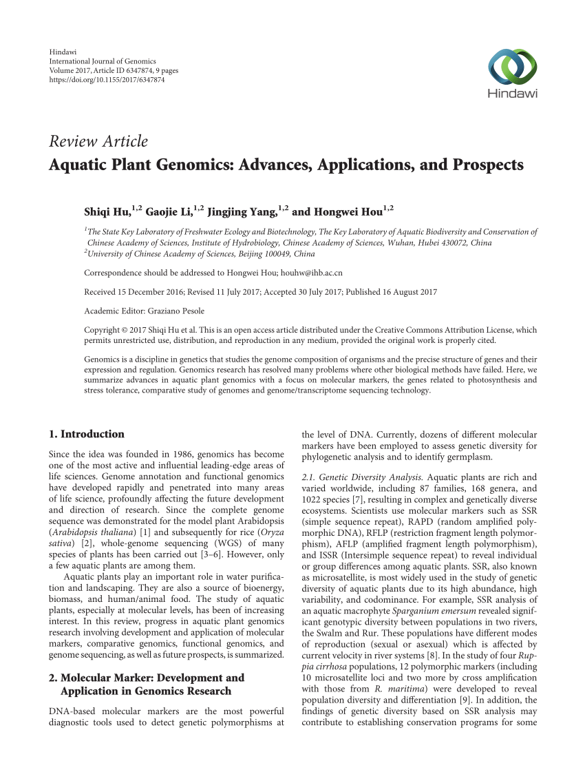 research paper on aquatic plants