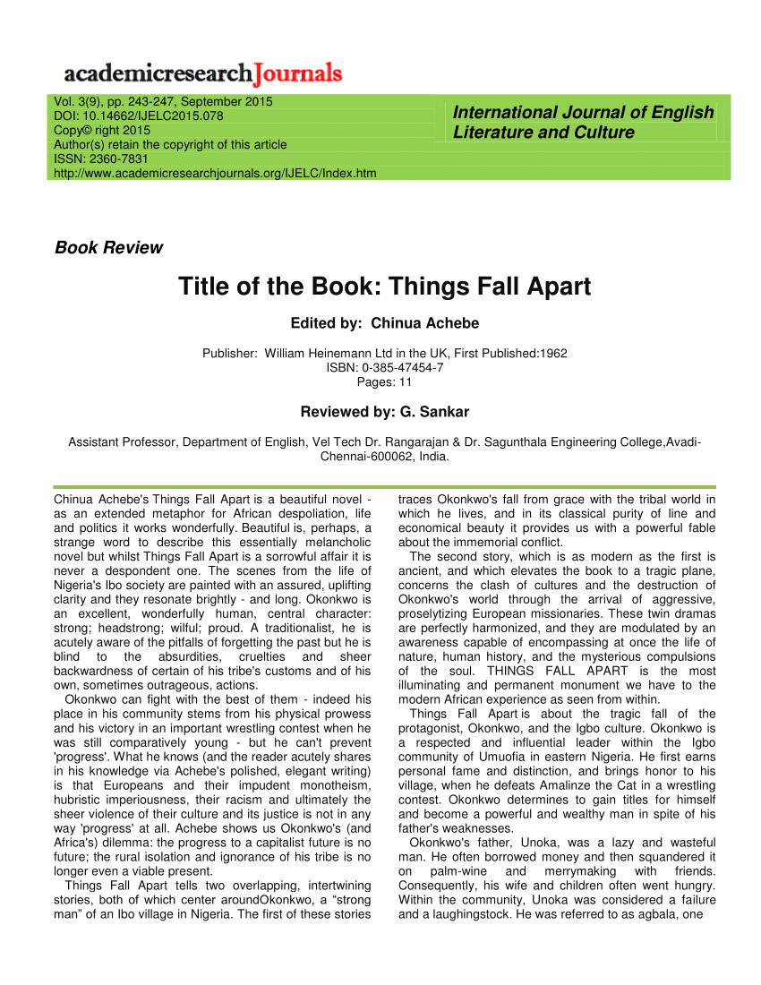 Pdf Title Of The Book Things Fall Apart