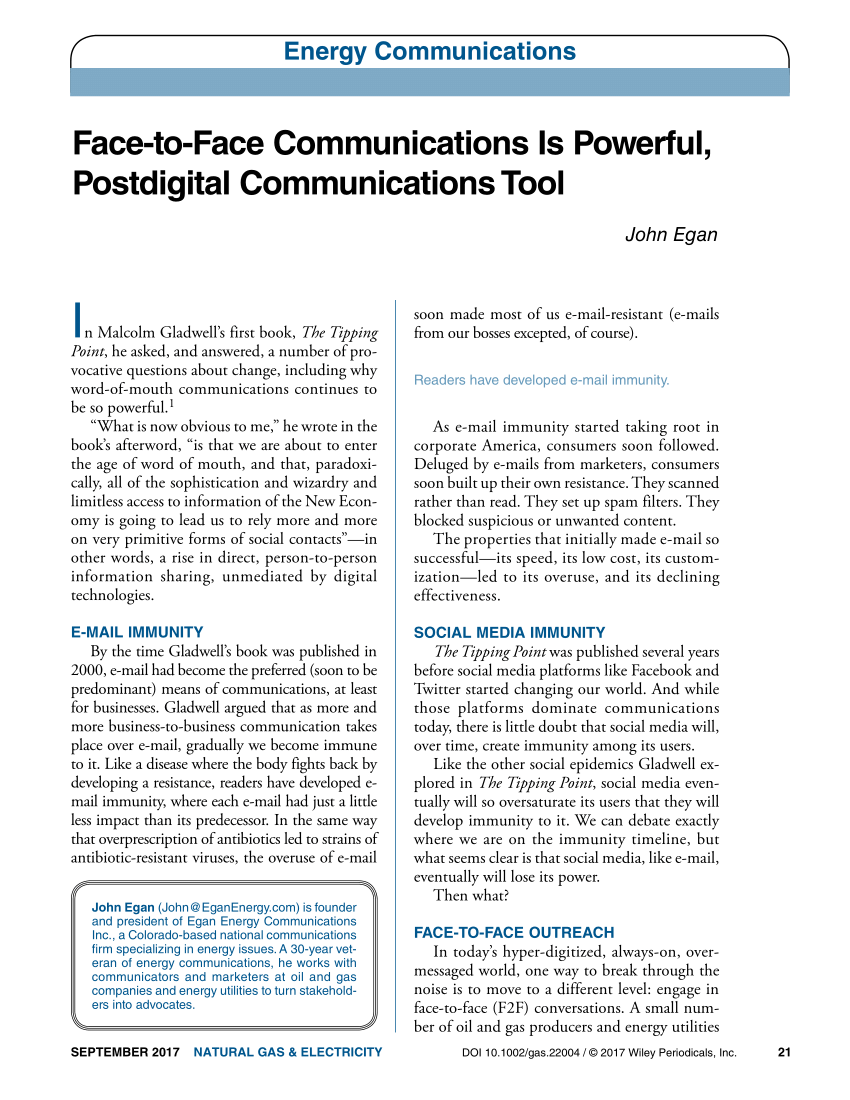 essay on communication face to face