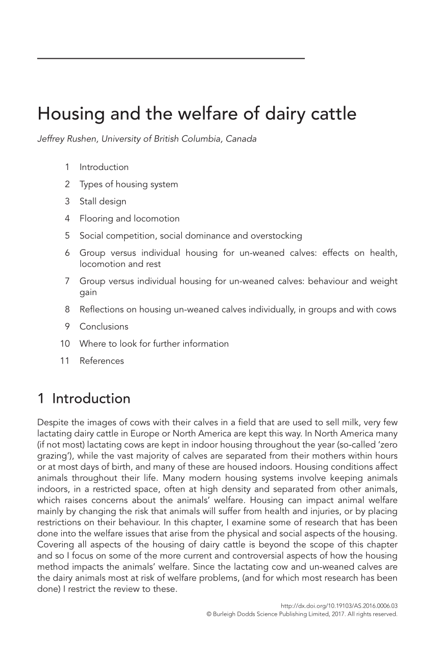 PDF) Housing and the welfare of dairy cattle
