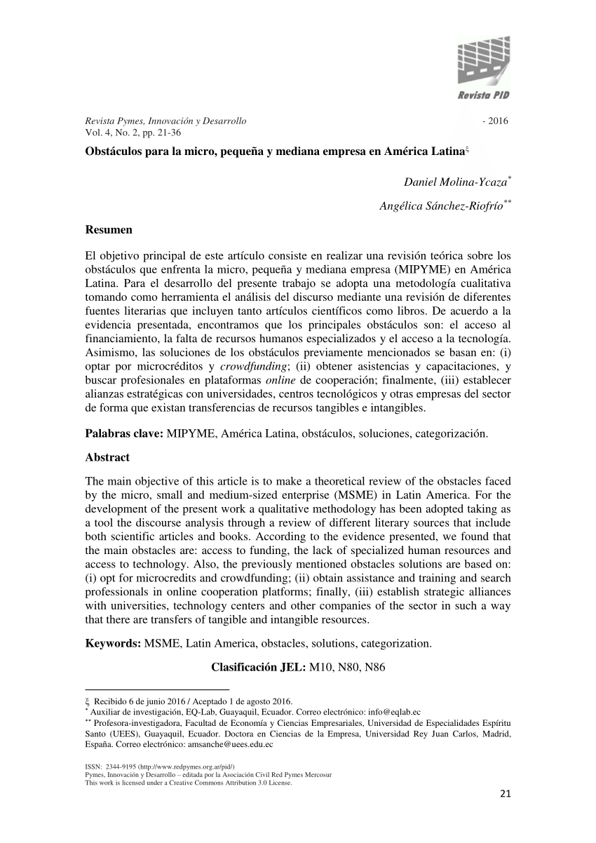 Pdf Obstaculos Para La Micro Pequena Y Mediana Empresa En America Latina