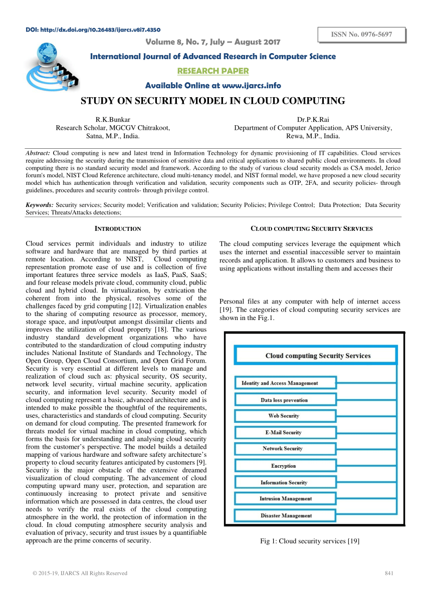 Research paper on cloud computing services models