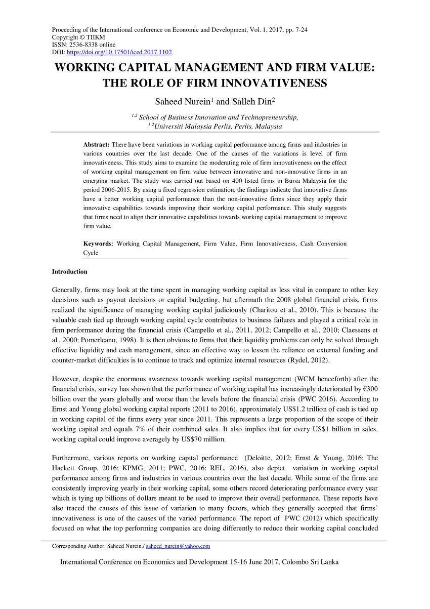 thesis on working capital management pdf