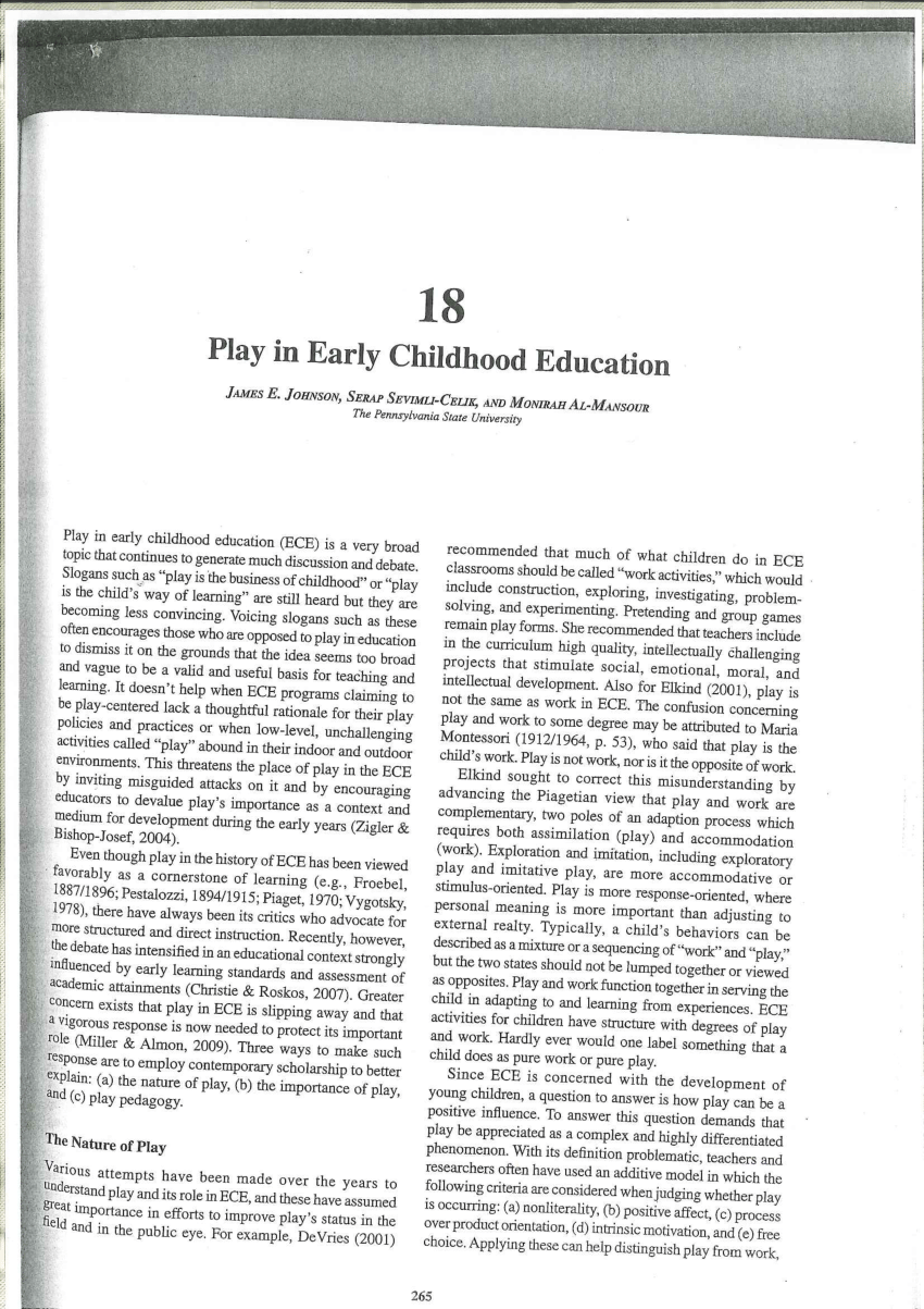 literature review on early childhood education pdf