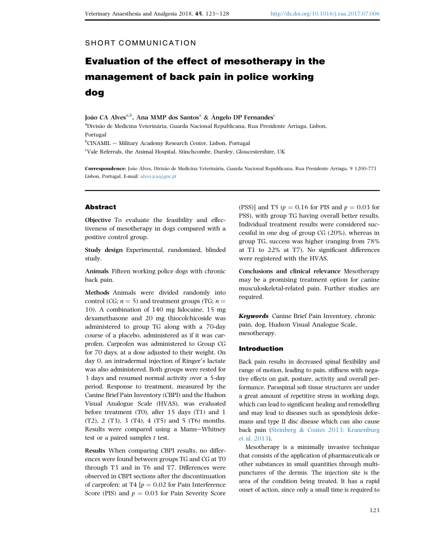 (PDF) Evaluation of the effect of mesotherapy in the management of back