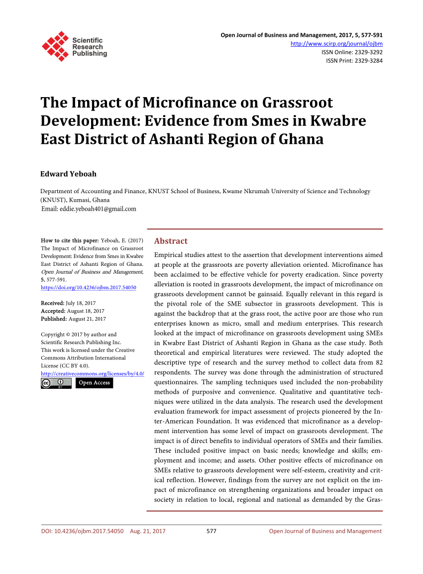Impacts of Microfinance on Grassroot Development a