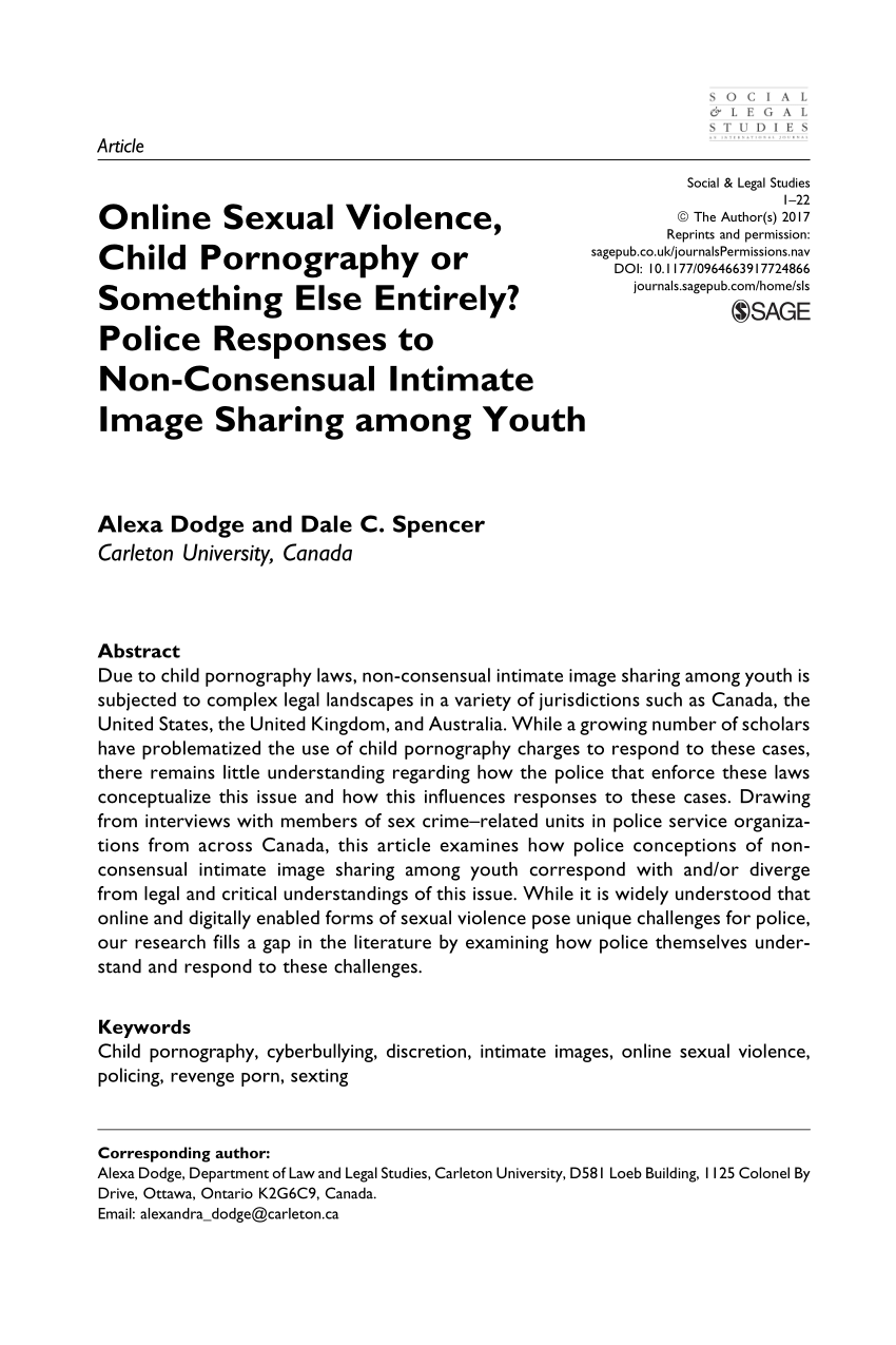PDF) Online Sexual Violence, Child Pornography or Something Else Entirely? Police Responses to Non-Consensual Intimate Image Sharing among Youth