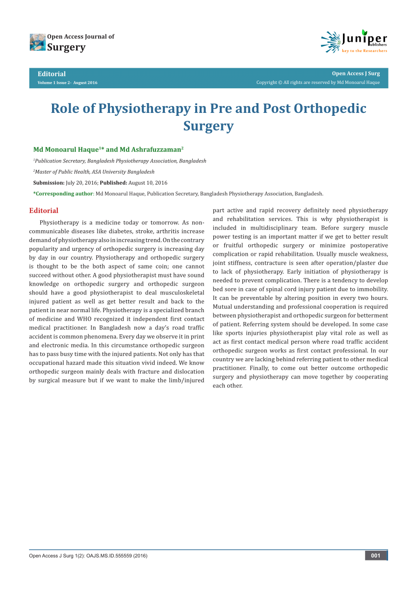 Why Pre & Post Operative Physiotherapy is Important?