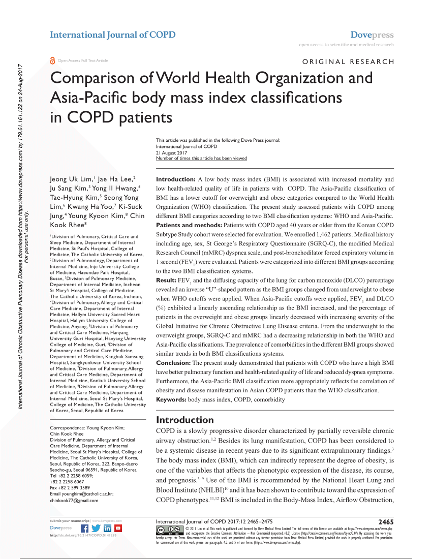 Pdf Comparison Of World Health Organization And Asia Pacific Body