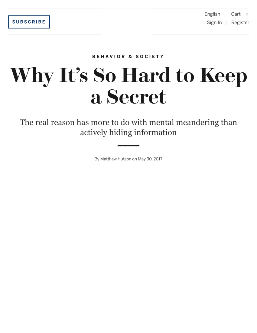 Why It's So Hard to Keep a Secret