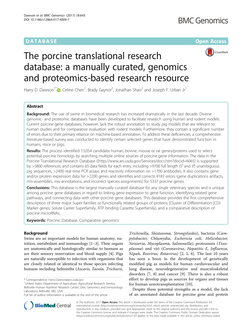 the porcine translational research database