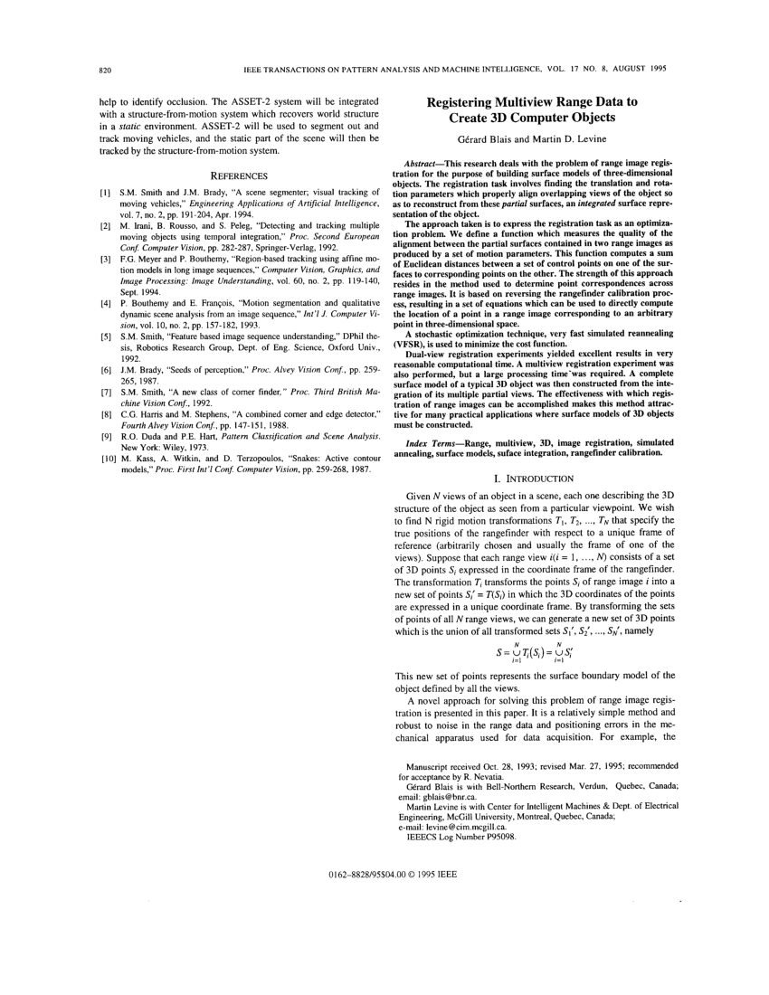 (PDF) Registering multiview range data to create 3D ...