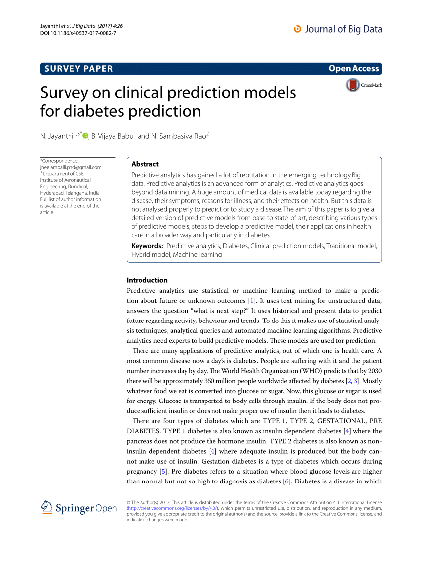 diabetes prediction research paper