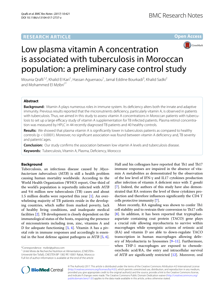 Pdf Low Plasma Vitamin A Concentration Is Associated With