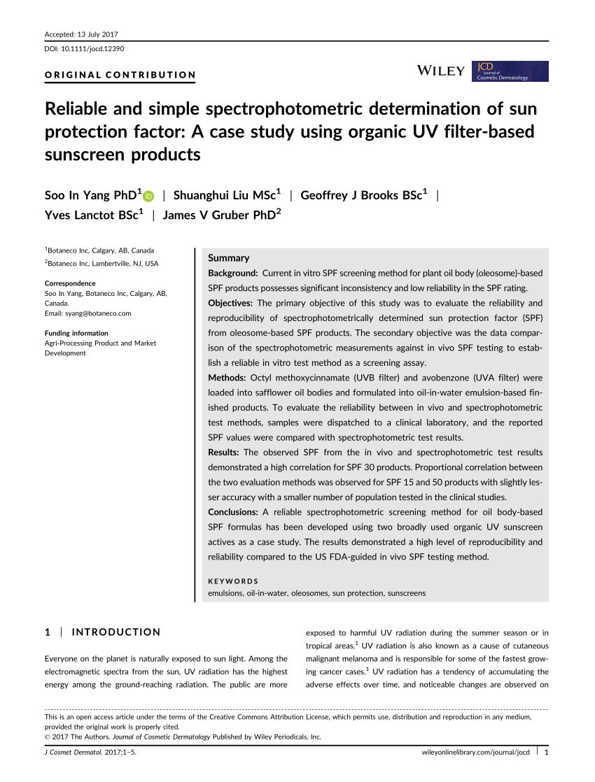 research paper on sunscreen