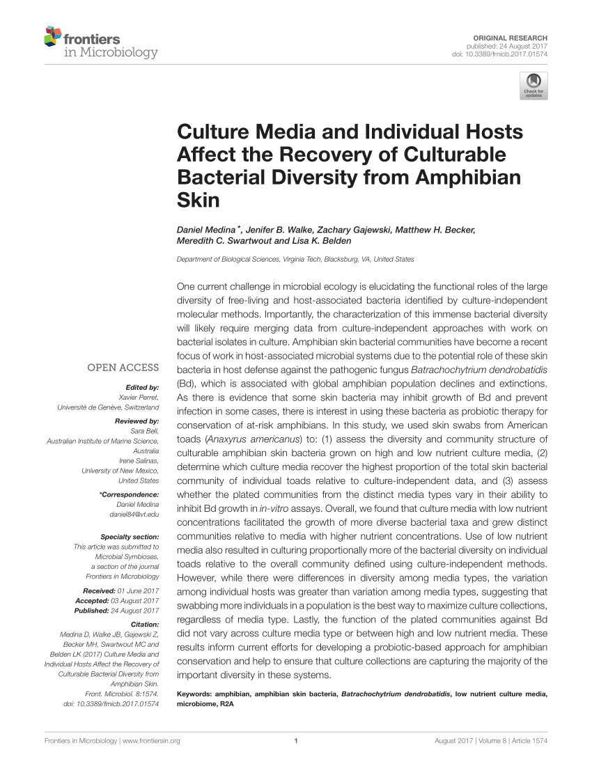 PDF) Culture Media and Individual Hosts Affect the Recovery of ...