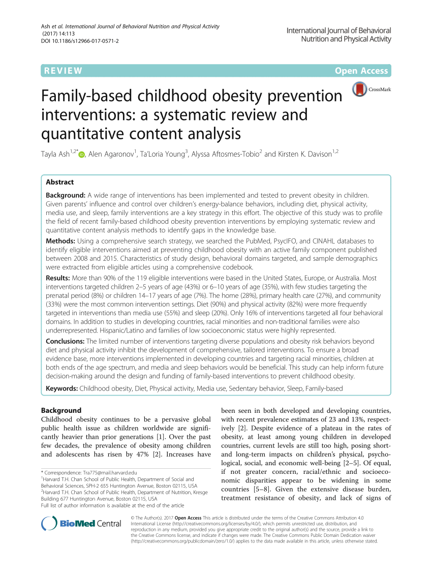 systematic review of obesity prevention interventions
