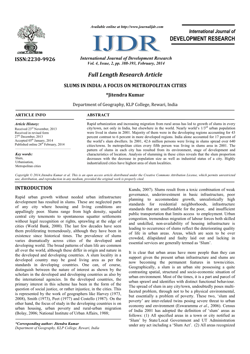 research paper on slums pdf