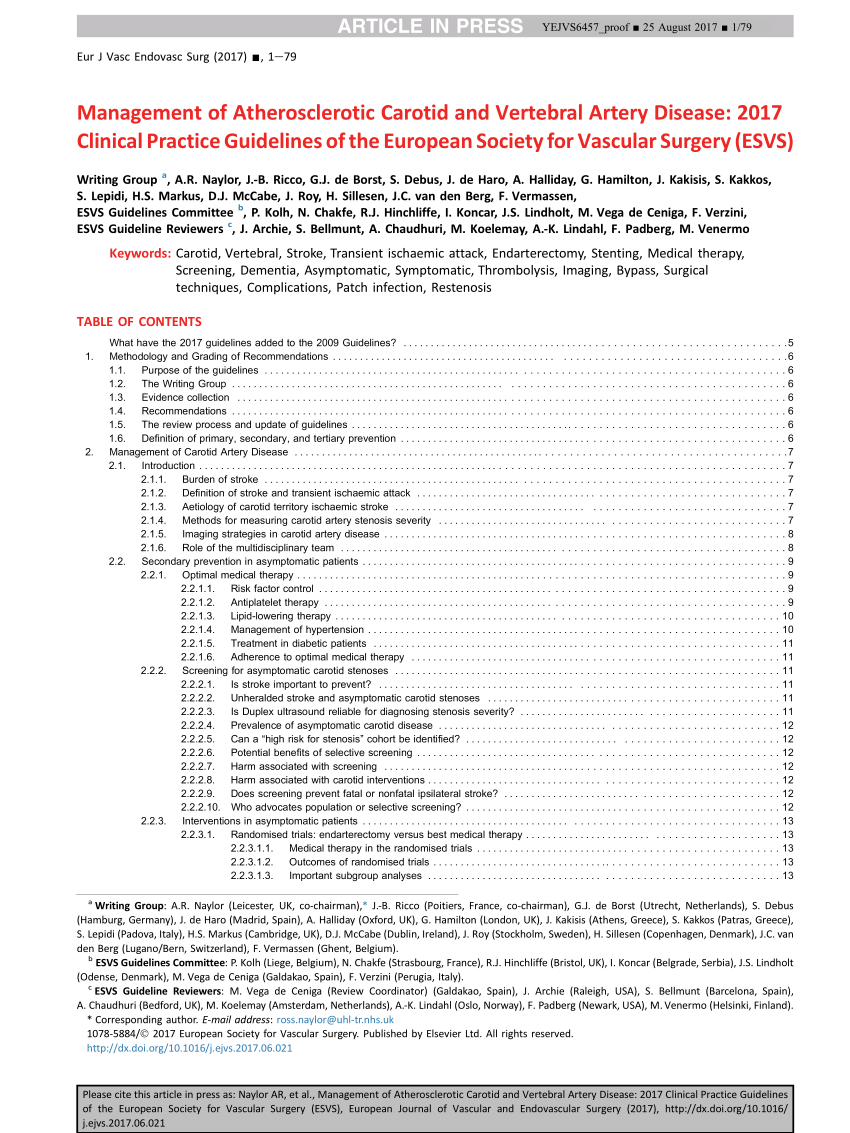 PDF) Management of Atherosclerotic Carotid and Vertebral Artery ...