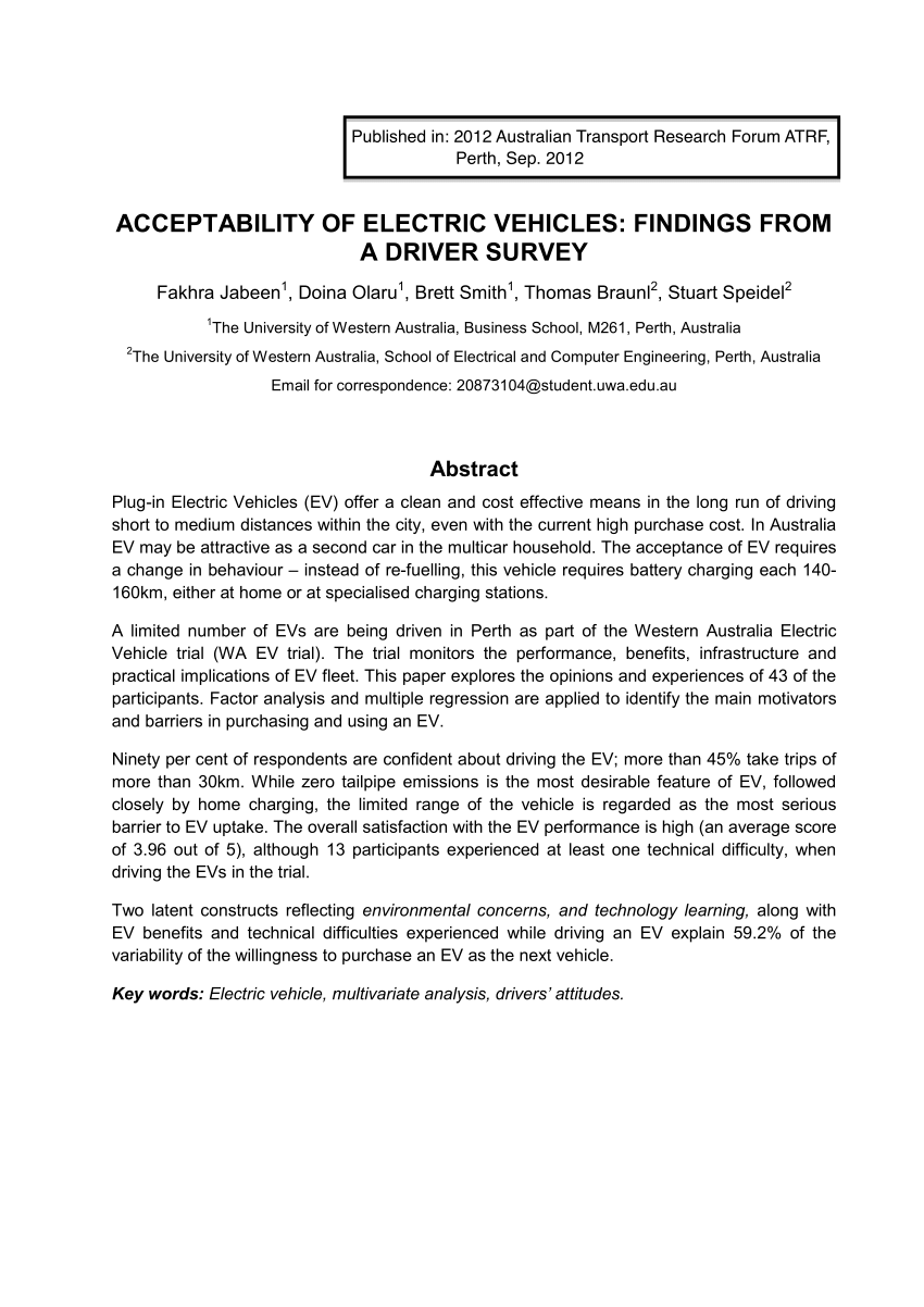 (PDF) ELECTRIC VEHICLE BATTERY CHARGING BEHAVIOUR FINDINGS FROM A
