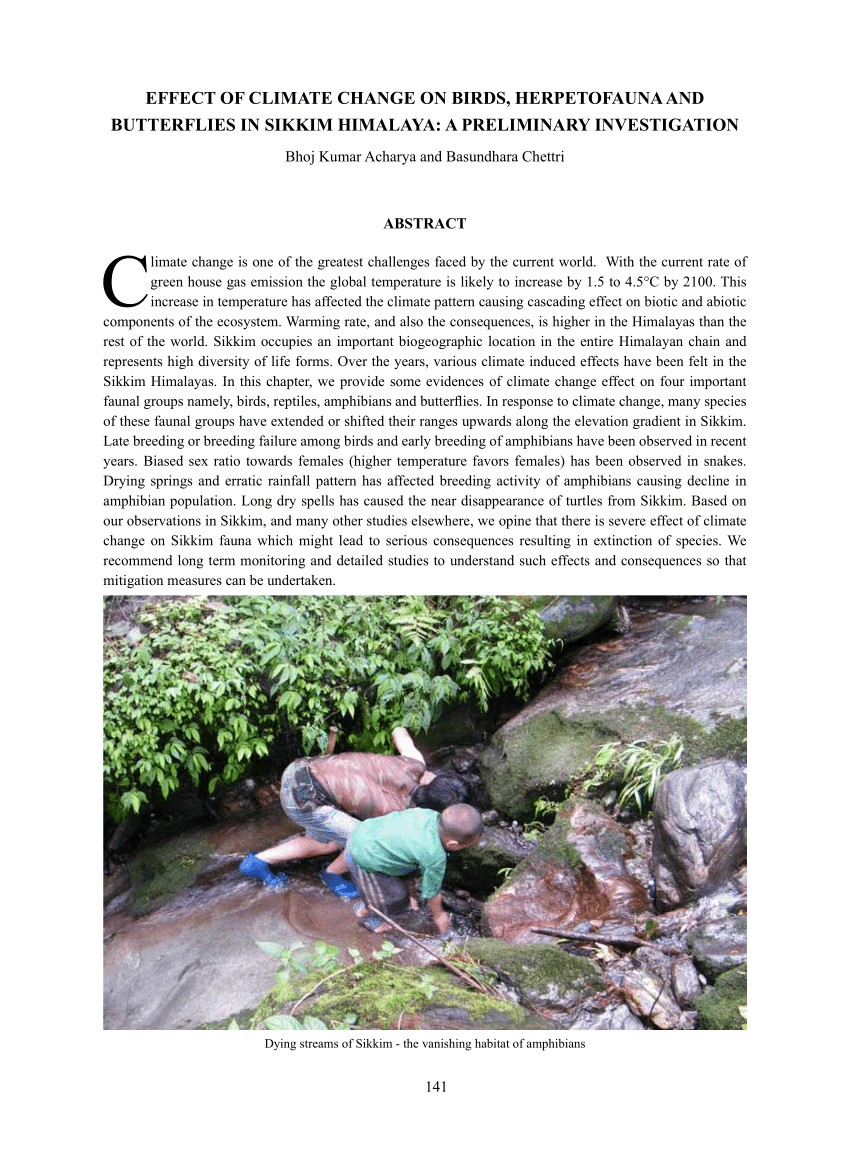 PDF) Effect of climate change on birds, herpetofauna and butterflies in  Sikkim Himalaya: a preliminary investigation