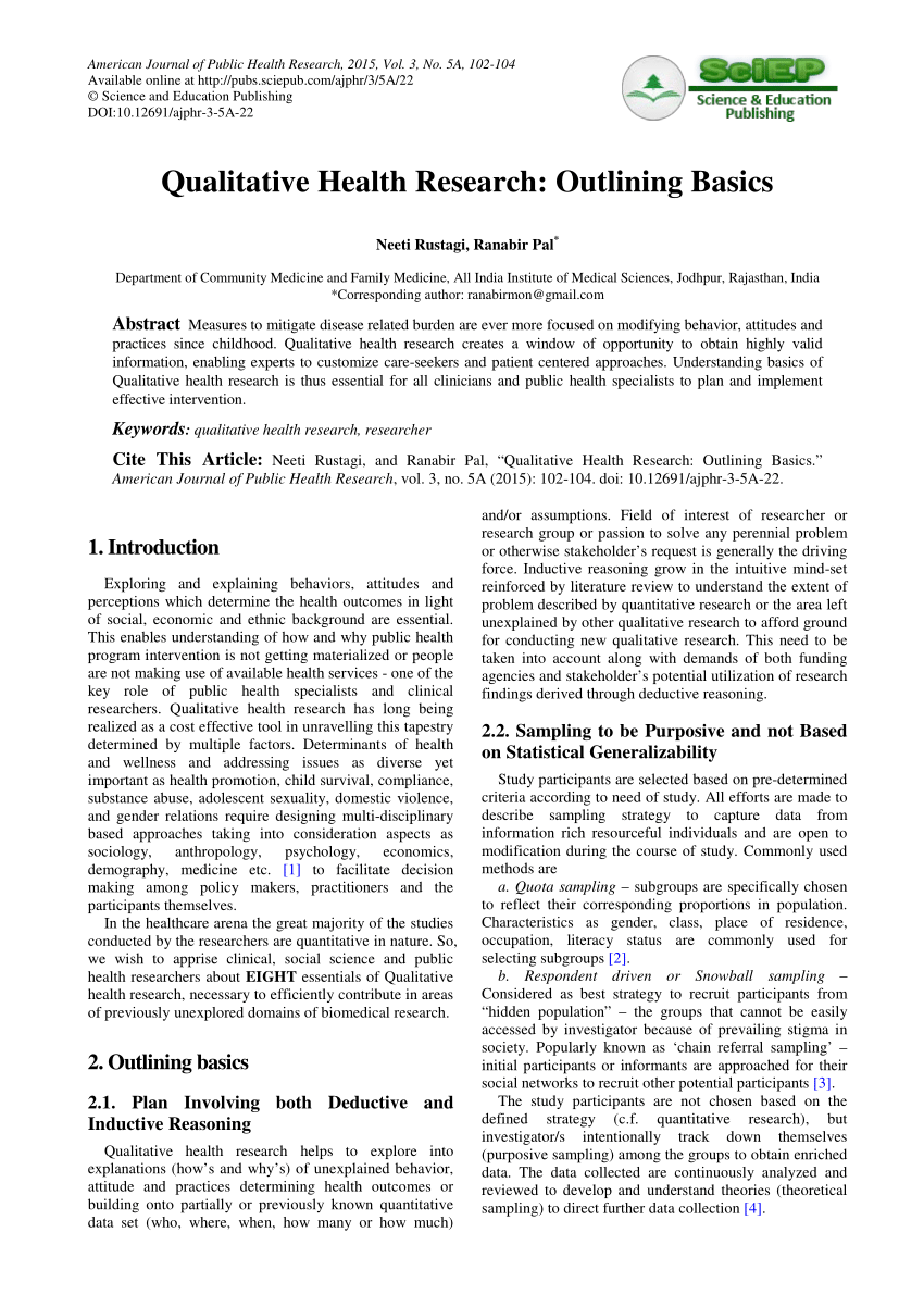 qualitative research in healthcare pdf