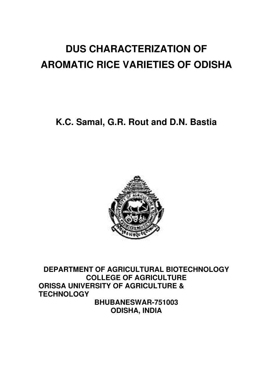 Pdf Dus Characterization Of Aromatic Rice Varieties Of Odisha