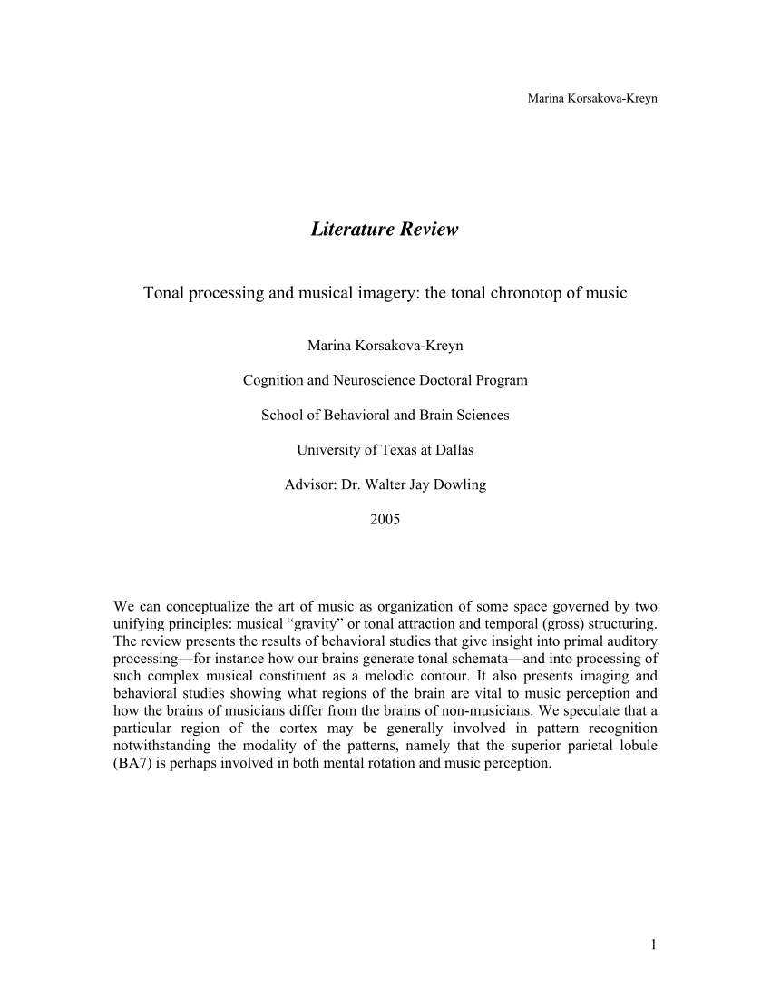 PDF) Tonal processing and musical imagery: the tonal chronotope of