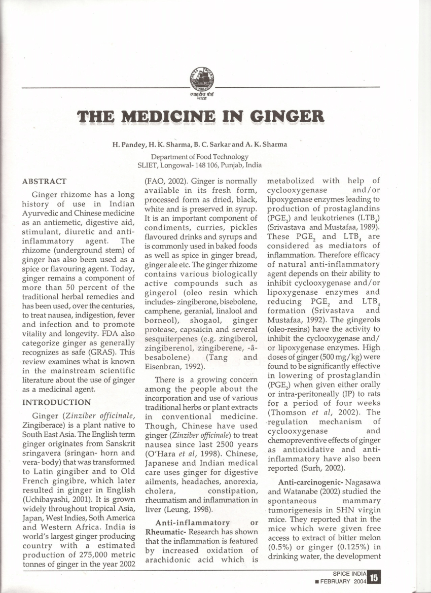 research paper on ginger pdf