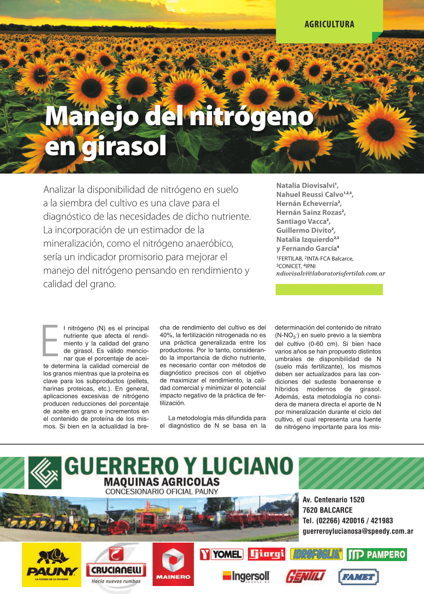 PDF) Manejo del nitrógeno en girasol