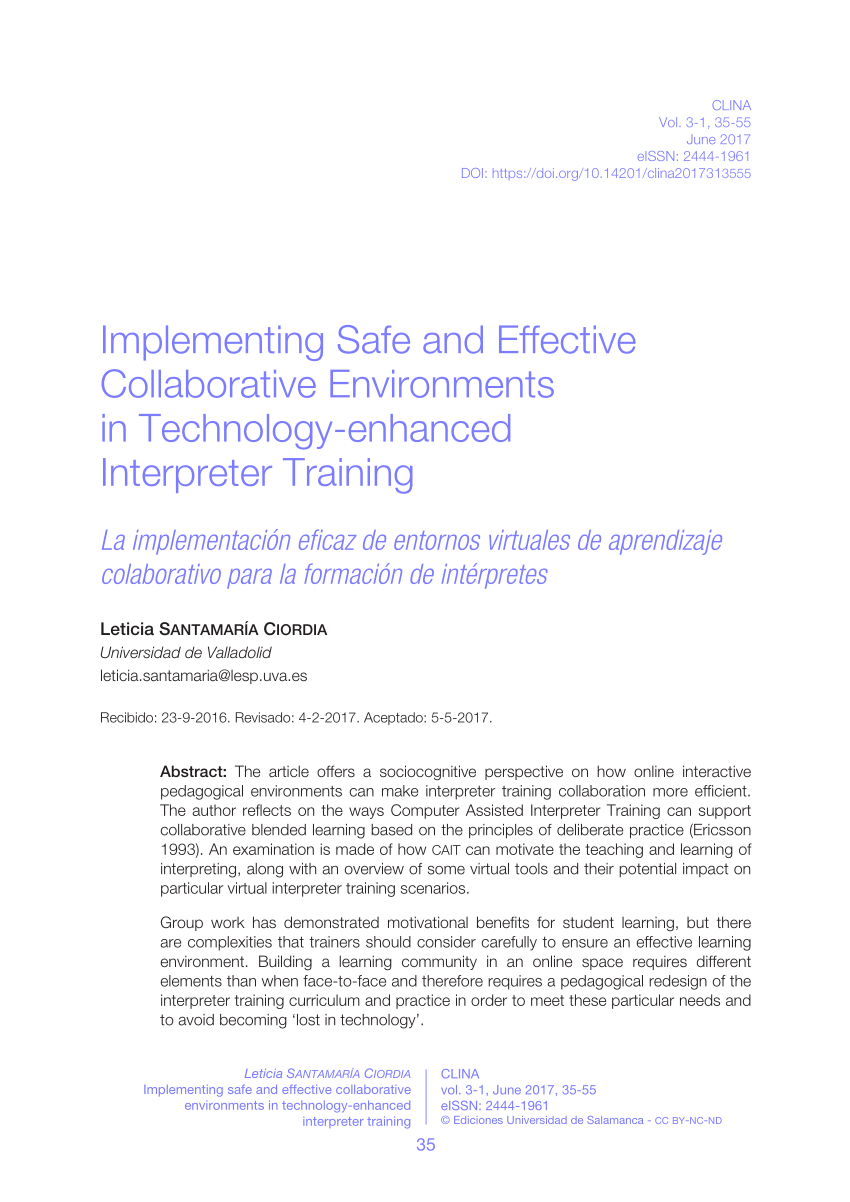 PDF) Implementing Safe and Effective Collaborative Environments in ...