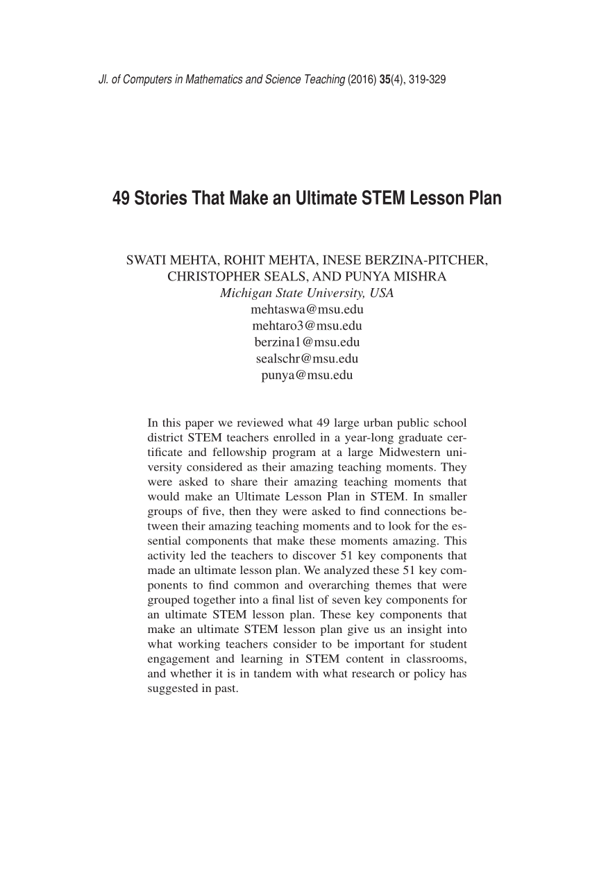 (PDF) 49 Stories That Make an Ultimate STEM Lesson Plan