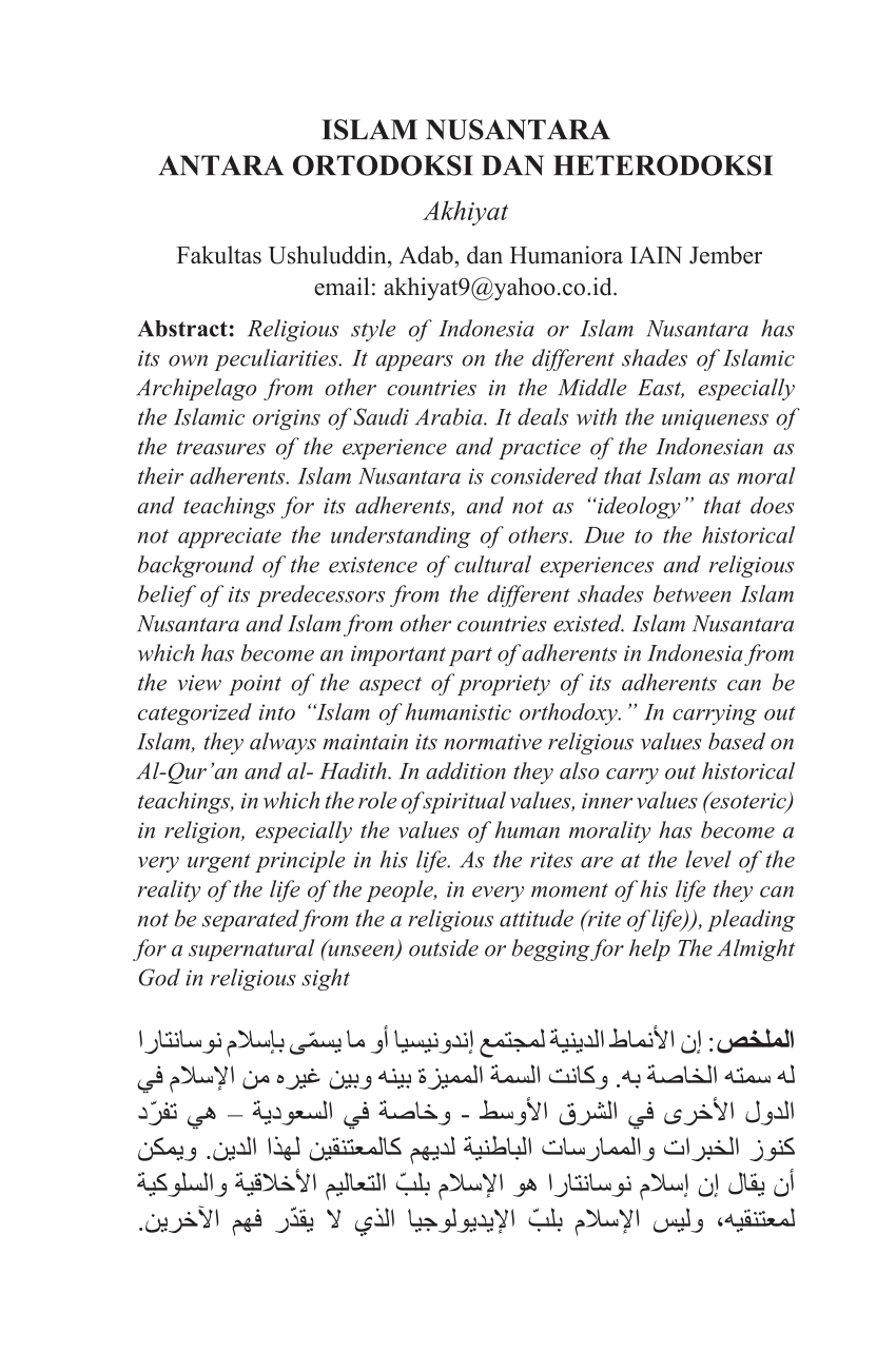 (PDF) Islam Nusantara antara Ortodoksi dan Heterodoksi