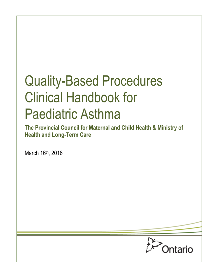 (PDF) QualityBased Procedures Clinical Handbook for Paediatric Asthma The Provincial Council