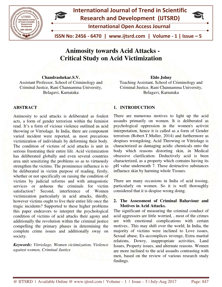 hypothesis on acid attack