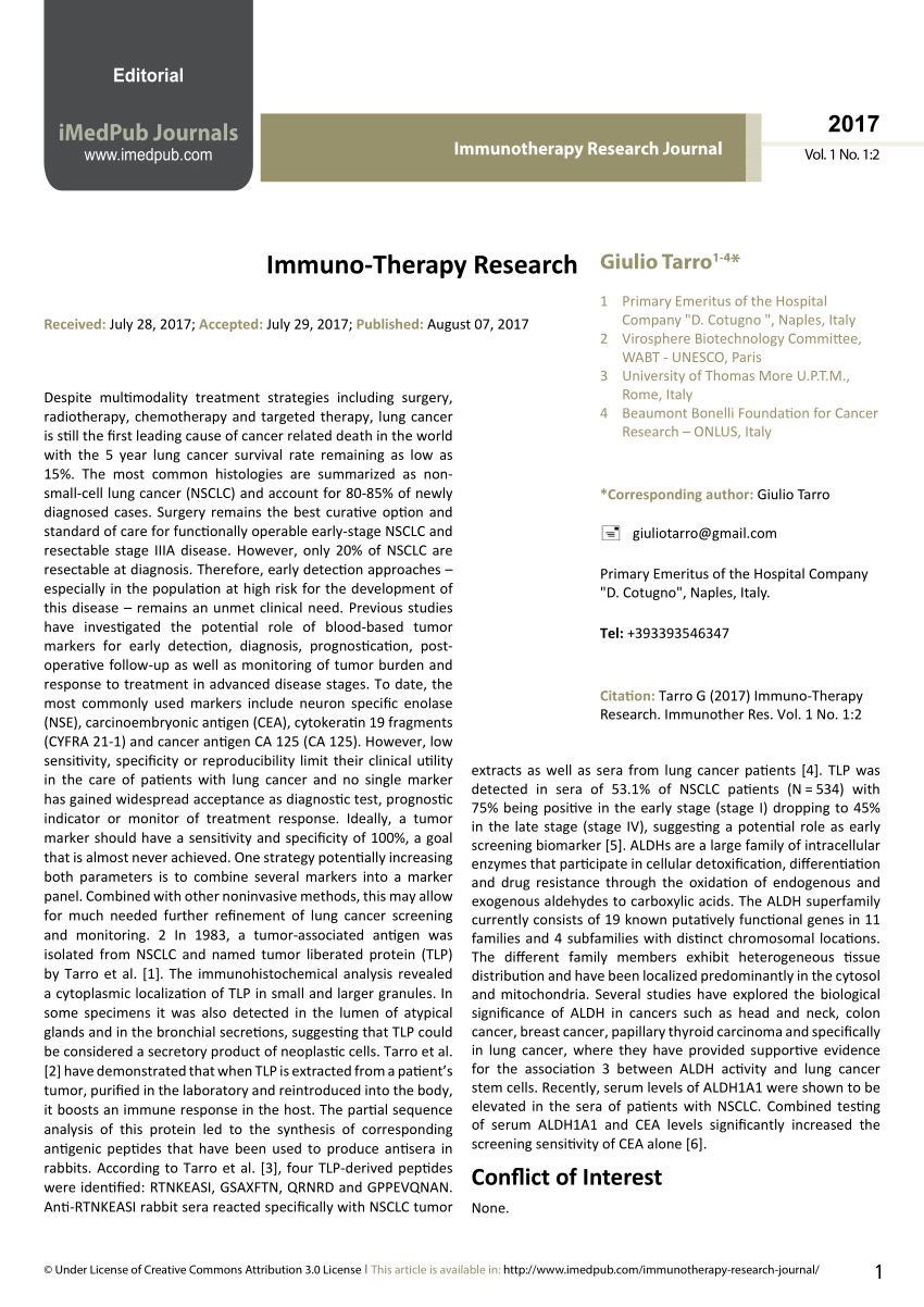 research article on immunotherapy