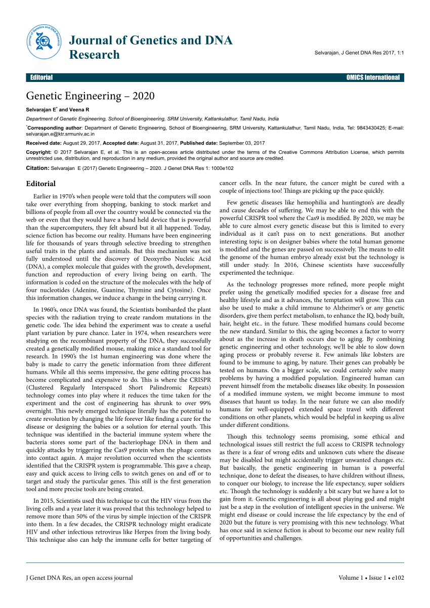 research paper topics genetic engineering