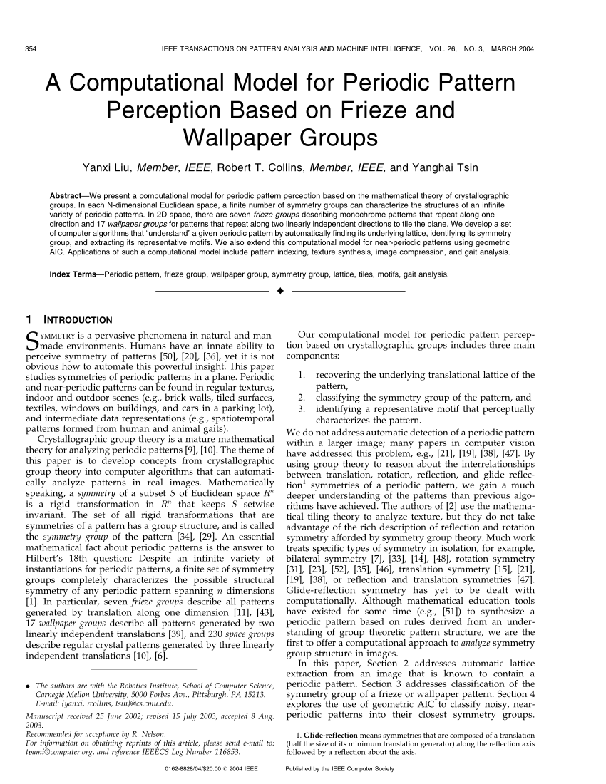Pdf A Computational Model For Periodic Perception Based On Frieze Images, Photos, Reviews