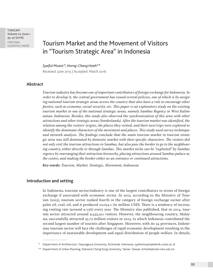 (PDF) Tourism market and the movement of visitors in 'tourism strategic